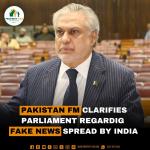 Pakistan FM Clarifies Parliament regarding Fake News Spread by India