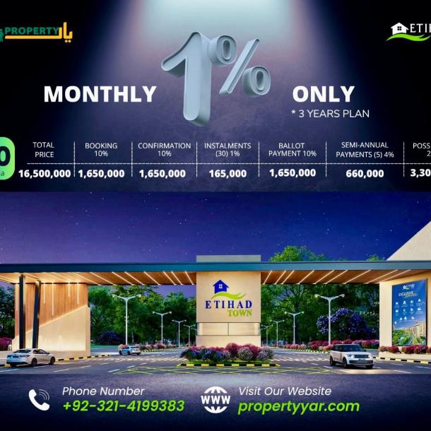 Affordable 20 Marla Plot On Installment Plan Available For Sale In Etihad Town Phase 3-1