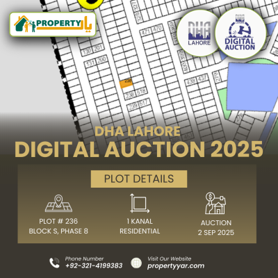 DHA Lahore Digital Auction Of 1 Kanal Residential Plot S-236 In Phase 8