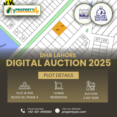 Digital Auction Of 1 Kanal Plot KK-609 In DHA Lahore Phase 4 Phase 4 Sector KK