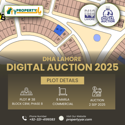 DHA Lahore Digital Auction Of 8 Marla Commercial Plot CBW-38 In DHA Lahore Phase 8