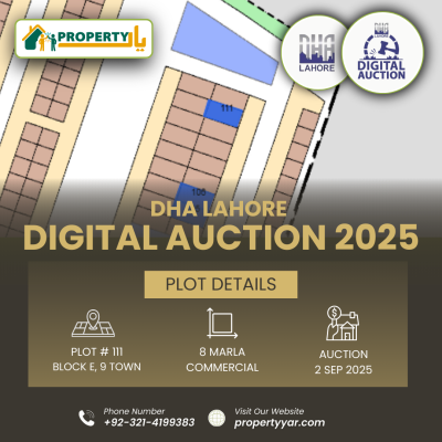 DHA Lahore Digital Auction Of 8 Marla Commercial Plot In Phase 9 Town Commercial Block E-1
