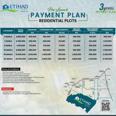 Best Price 5 Marla Plots On Installment Plan Available For Sale In Etihad Town Phase 3