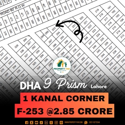 Corner Reasonable Price 1 Kanal Plot For Sale In DHA Lahore Phase 9 Prism Block F