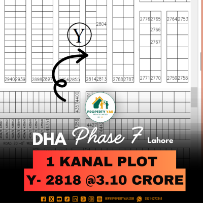 Y- 2818 Demand 3.10 Crore Ideal Location 1 Kanal Plot For Sale In DHA Lahore Phase 7