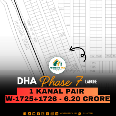 Low Price 1 Kanal Pair Plots (Y- 1725+1726) Demand 6.20 Crore Close To Park On 40 Feet Road Available For Sale In DHA Lahore Phase 7 Block Y
