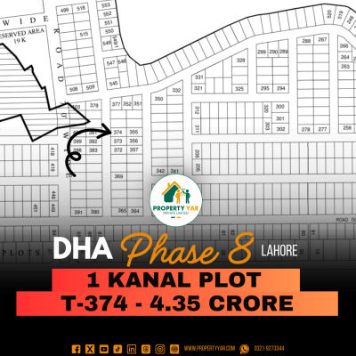 (T- 374) Demand 4.35 Crore Premium Plot Near To Park And Masjid On 30 Feet Road Available For Sale In DHA Lahore Phase 8 Sector T