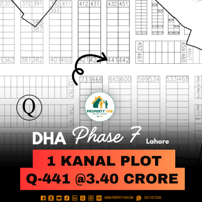 Corner Top Location Plot Q- 441 On 100 Feet Wide Road Available For Sale In DHA Lahore Phase 7 Block Q