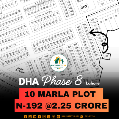 Top Location 10 Marla Plot N-192 On 50 Feet Road Available For Sale In DHA Lahore Phase 8 Block N