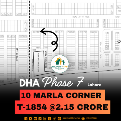 Corner 10 Marla Plot T-1854 On 50 Feet Road Available For Sale In DHA Lahore Phase 7 Block T