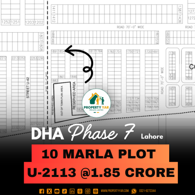 Affordable 10 Marla Plot U-2113 Available For Sale In DHA Lahore Phase 7 Block U