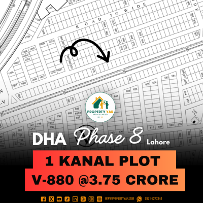 Top Location 1 Kanal Reasonable Price Plot For Sale In DHA Lahore Phase 8 Block V.