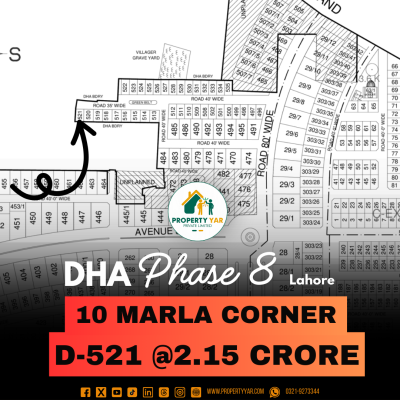 Corner 10 Marla Plot For Sale In DHA Lahore Phase 8 Block D