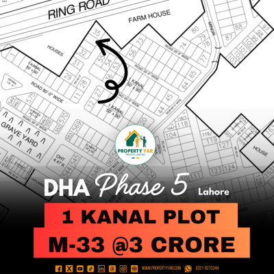 Next To Corner Ideal Location 1 Kanal Plot M-33 For Sale In DHA Lahore Phase 5 Block M