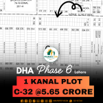 Investor Rate Best Price 1 Kanal Plot On 100 Feet Wide Road For Sale In DHA Lahore Phase 6