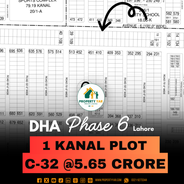 Investor Rate Best Price 1 Kanal Plot On 100 Feet Wide Road For Sale In DHA Lahore Phase 6-1