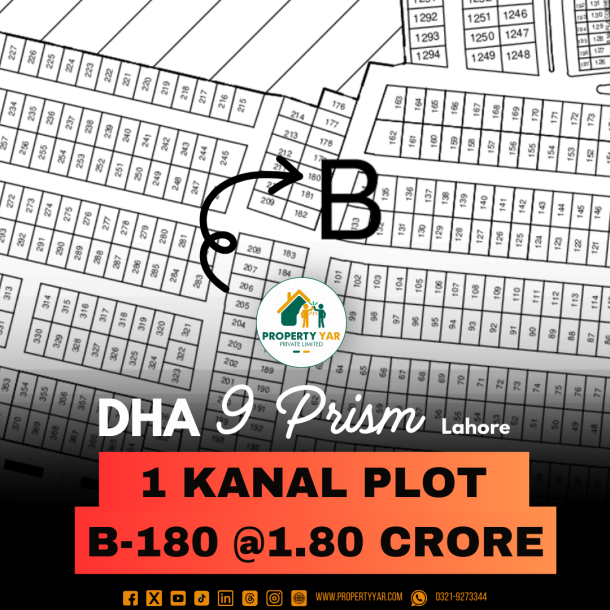 Lowest Price 1 Kanal Plot Available For Sale In DHA Lahore Phase 9 Prism Block B-1