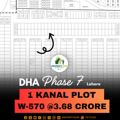 Affordable 1 Kanal Plot On 50 Feet Road Is available For Sale In DHA Lahore Phase 7 Block W