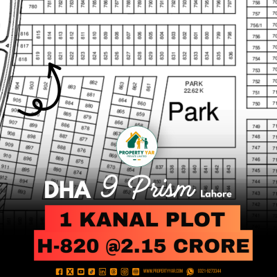 Lowest Cost 1 Kanal Plot For Sale In DHA Lahore Phase 9 Prism