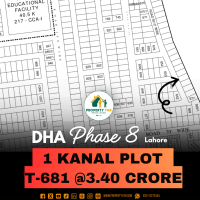 Direct Deal Excellent Location 1 Kanal Plot T-681 For Sale In DHA Lahore Phase 8