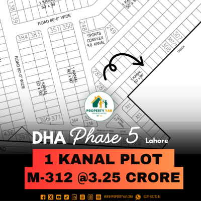 M-312 Top Location 1 Kanal Plot For Sale In DHA Lahore Phase 5 Block M