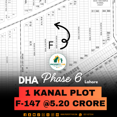 Prime Location 1 Kanal Plot For Sale In DHA Lahore Phase 6 Block F