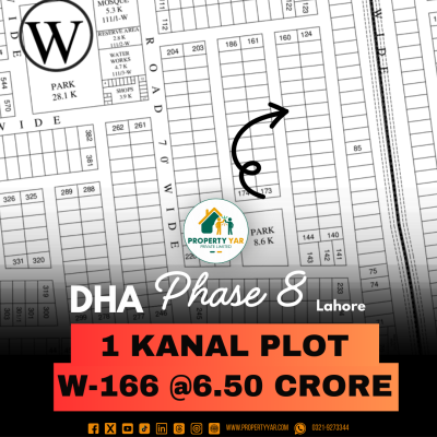 Ideal Location 1 Kanal Plot For Sale In DHA Lahore Phase 8 Block W