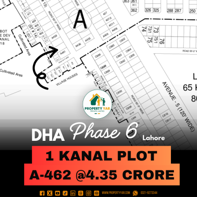 Next To Corner A-462 1 Kanal Plot For Sale In DHA Lahore Phase 6