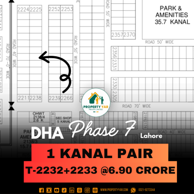 1 Kanal Pair Plots T-2232+2233 Available For Sale In DHA Lahore