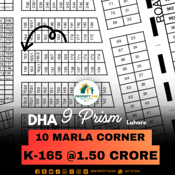 Corner 10 Marla Plot Available For Sale In DHA Lahore Phase 9 Prism-1