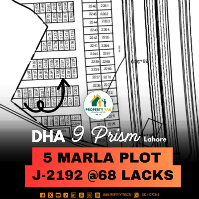 5 Marla Lowest Cost Plot Available For Sale In DHA Lahore Phase 9 Prism