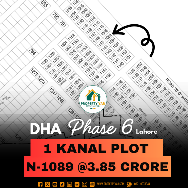 On 100 Feet Wide Road 1 Kanal Residential Plot For Sale In DHA Lahore-1