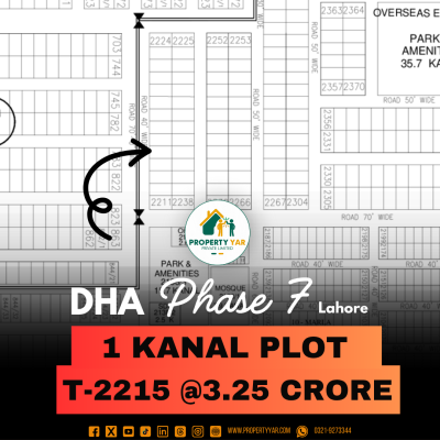 T-2215 Prime Location Plot For Sale In DHA Lahore Phase 7 Block T.