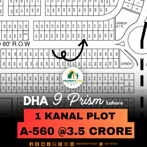 On 80 Feet Road Top Location 1 Kanal Plot For Sale In DHA Lahore Phase 9 Prism-1