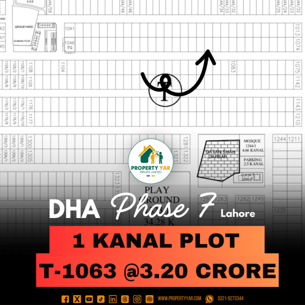 Prime Location 1 Kanal Plot For Sale In DHA Lahore Phase 7 Block T-1