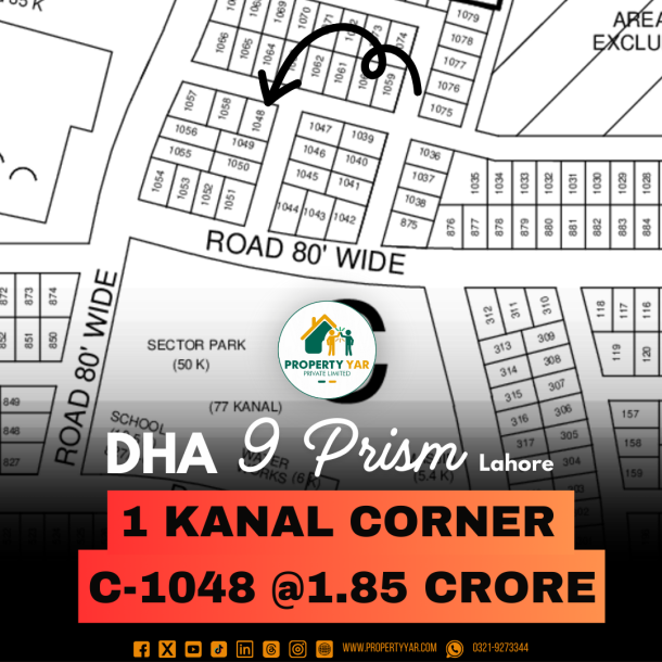 Corner Lowest Price 1 Kanal Plot For Sale In DHA Lahore Phase 9 Prism-1