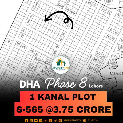 Best Location 1 Kanal Plot For Sale In DHA Lahore Phase 8 Block S