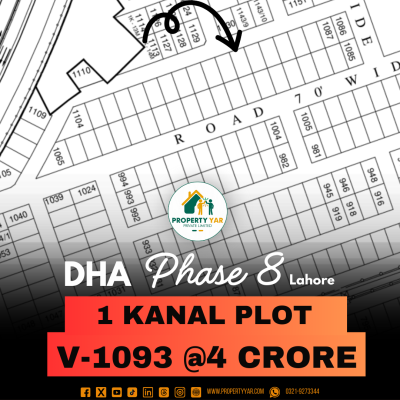 V-1093 Excellent Location 1 Kanal Plot For Sale In DHA Lahore Phase 8 Block V