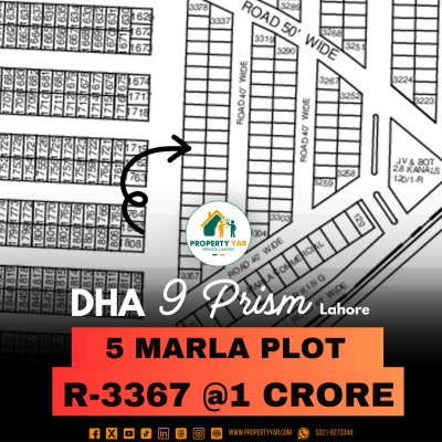 Prime Location 1 Kanal Plot For Sale In DHA Lahore Phase 9 Prism Block R