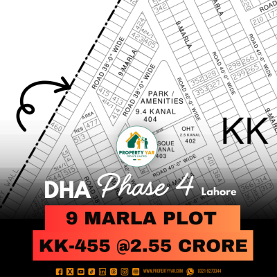 Affordable Price 9 Marla Plot For Sale In DHA Lahore Phase 4 Block KK