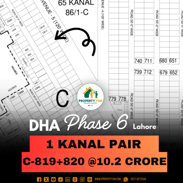 Affordable 1 Kanal Pair Plot On 120 Feet Wide Road Available For Sale In DHA Lahore Phase 6-1