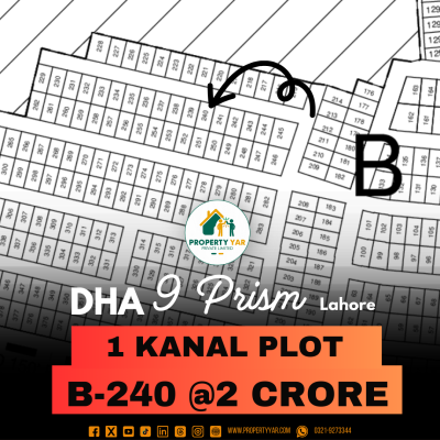 On 50 Feet Wide Road 1 Kanal Plot For Sale In DHA Lahore phase 9 Prism Block B
