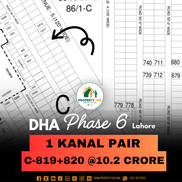 Low Price 1 Kanal Pair Plot On 120 Feet Wide Road Available For Sale In DHA Lahore Phase 6-1