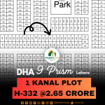 H-332 Excellent Location 1 Kanal Plot For Sale In DHA Lahore Phase 9 Prism Block H