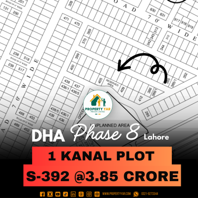 S-392 Prime Location 1 Kanal Plot For Sale In DHA Lahore Phase 8