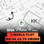 KK-44 Demand 2.70 Crore 9 Marla Plot Available For Sale In DHA Lahore Phase 4
