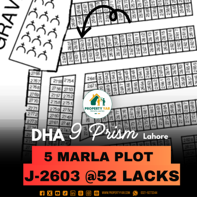 J-2603 Lowest Cost 5 Marla Plot Plot For Sale In DHA Lahore Phase 9 Prism Block J