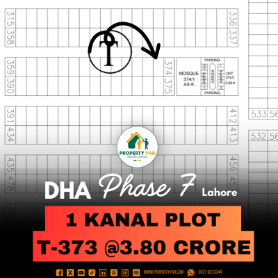 Corner 1 Kanal Residential Top Location Plot For Sale In DHA Lahore Phase 7