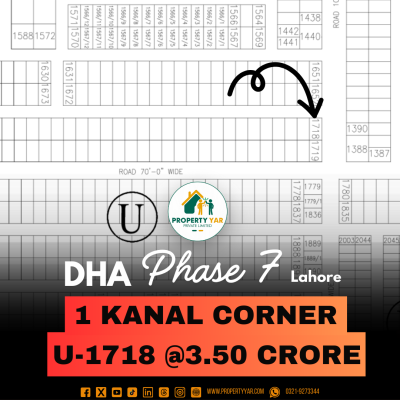 Corner U-1718 Excellent Location 1 Kanal Plot For Sale In DHA Lahore Phase 7