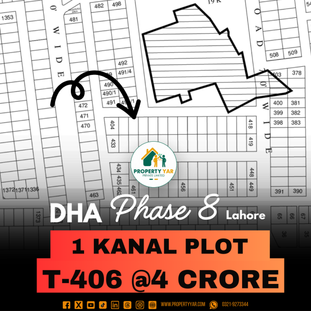 T-406 Excellent Location 1 Kanal Plot For Sale In DHA Lahore Phase 8-1